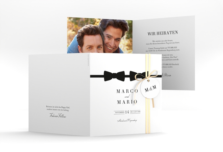 Hochzeitseinladung Suits quadr. Klappkarte