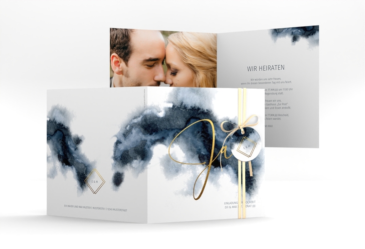 Hochzeitseinladung Aquarellic quadr. Klappkarte weiss