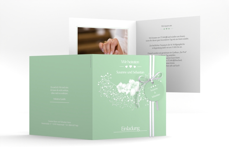Hochzeitseinladung Jena quadr. Klappkarte mint hochglanz