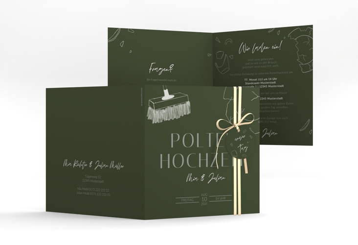 Hochzeitseinladung Polterhochzeit quadr. Klappkarte