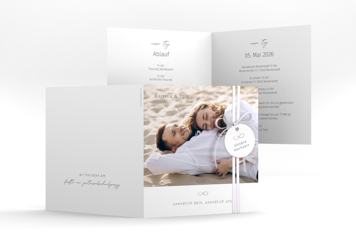 Hochzeitseinladung Unendlich Liebe quadr. Klappkarte weiss
