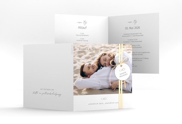 Hochzeitseinladung Unendlich Liebe quadr. Klappkarte weiss