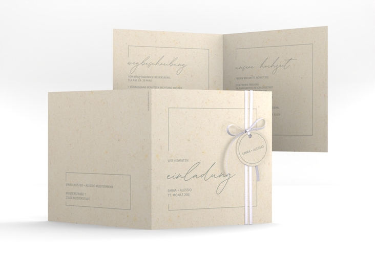 Hochzeitseinladung Simple Line quadr. Klappkarte beige
