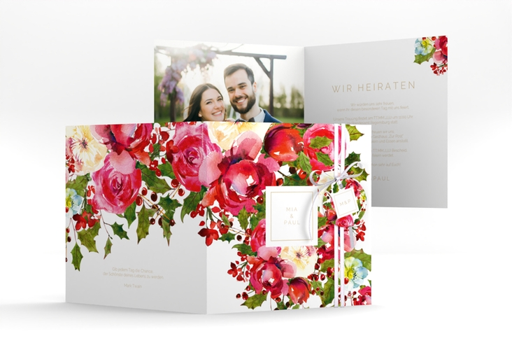 Hochzeitseinladung Blumenpracht quadr. Klappkarte