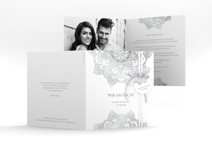 Hochzeitseinladung Delight quadr. Klappkarte grau