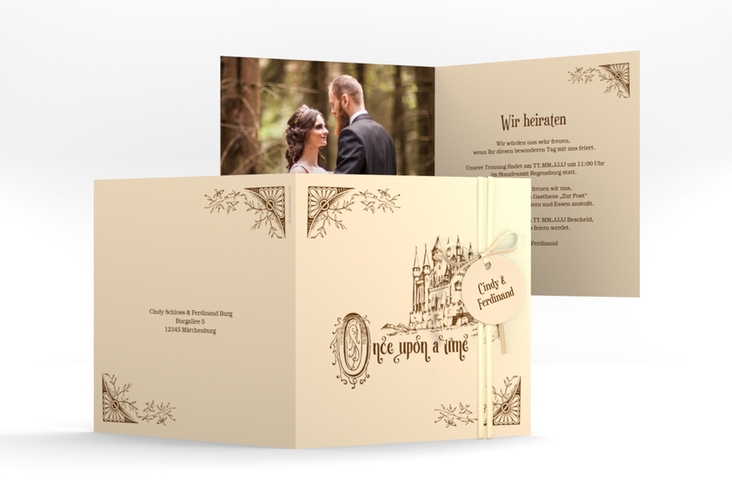 Hochzeitseinladung Storybook quadr. Klappkarte hochglanz