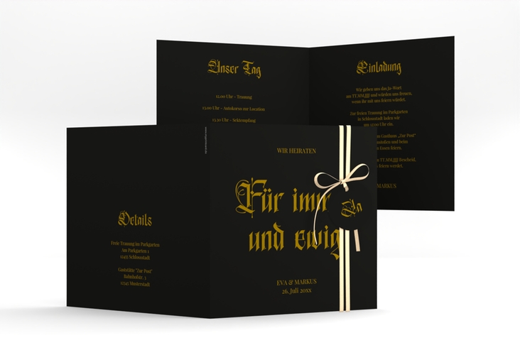 Hochzeitseinladung Gothic quadr. Klappkarte