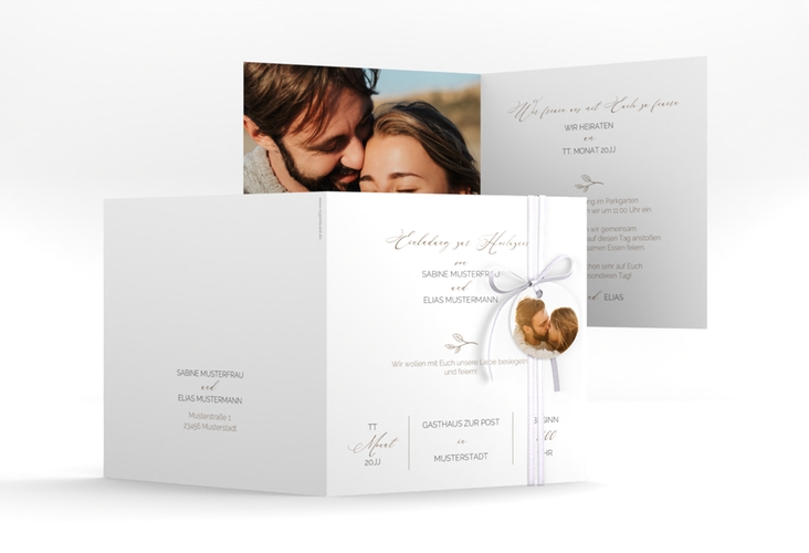 Hochzeitseinladung Plain quadr. Klappkarte weiss hochglanz