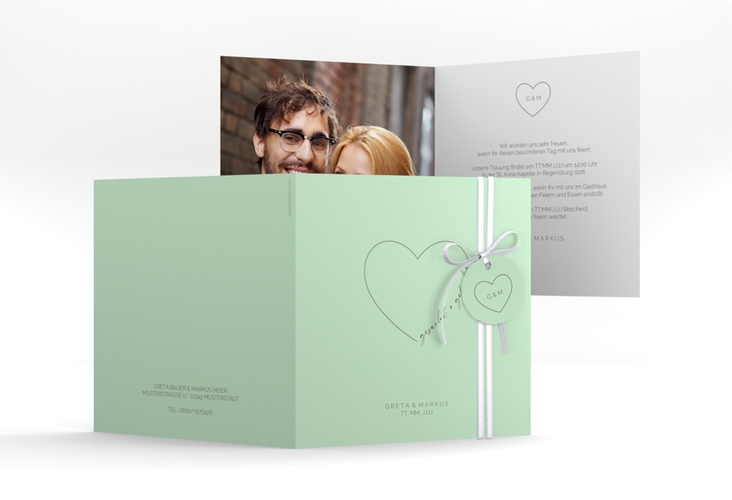 Hochzeitseinladung Lebenstraum quadr. Klappkarte mint hochglanz