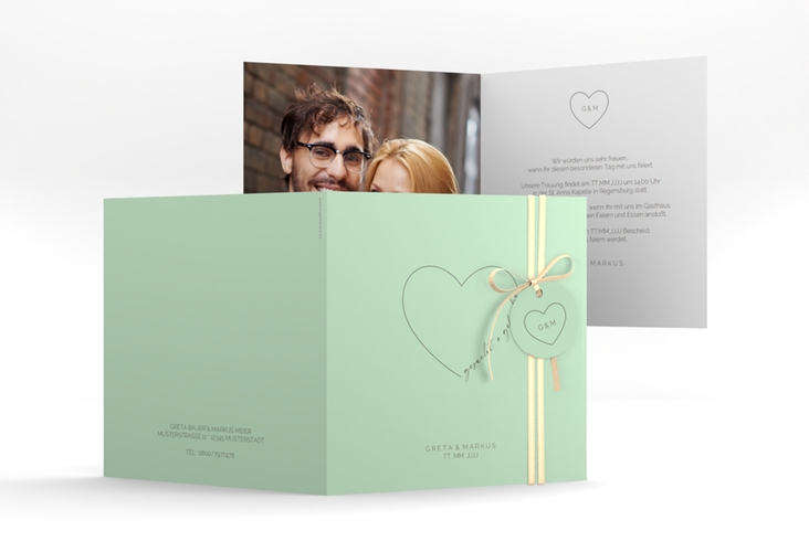 Hochzeitseinladung Lebenstraum quadr. Klappkarte mint hochglanz
