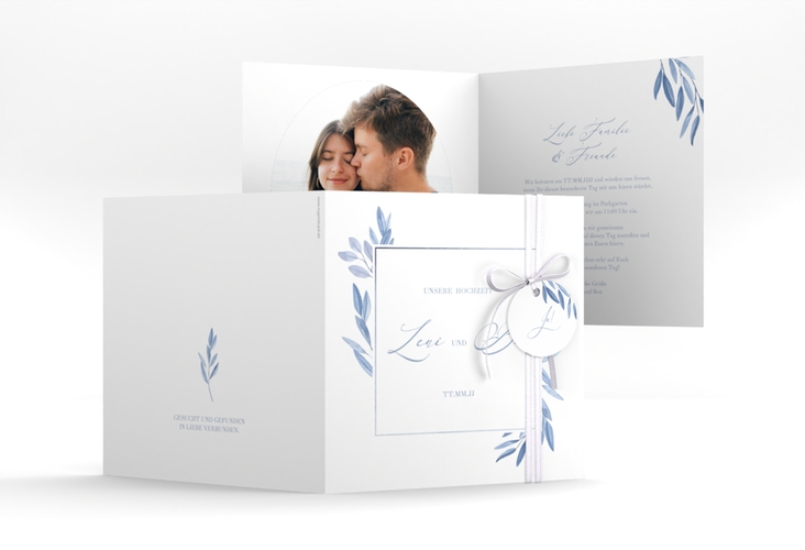 Hochzeitseinladung Classicblue quadr. Klappkarte