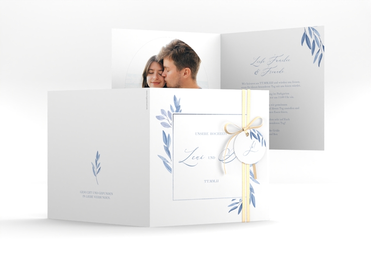 Hochzeitseinladung Classicblue quadr. Klappkarte