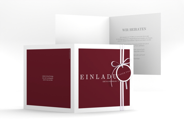 Hochzeitseinladung Simply quadr. Klappkarte rot