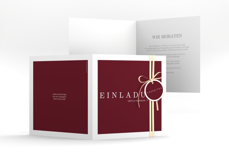 Hochzeitseinladung Simply quadr. Klappkarte rot