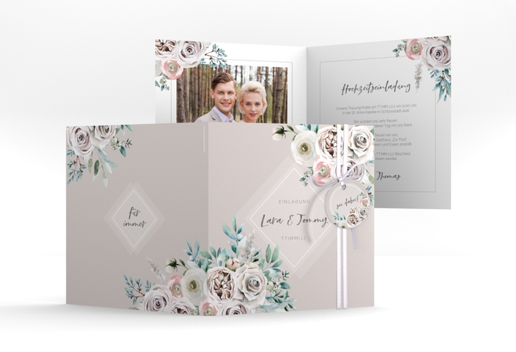 Hochzeitseinladung "Romance" quadratische Klappkarte