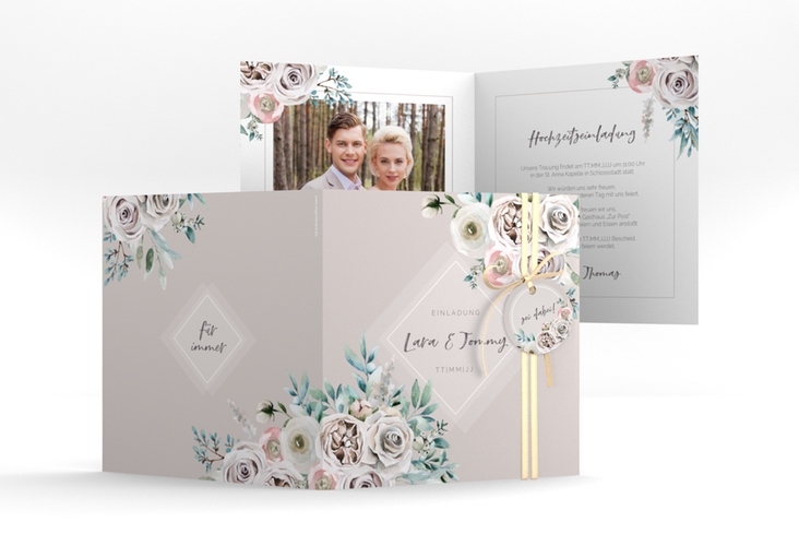 Hochzeitseinladung "Romance" quadratische Klappkarte