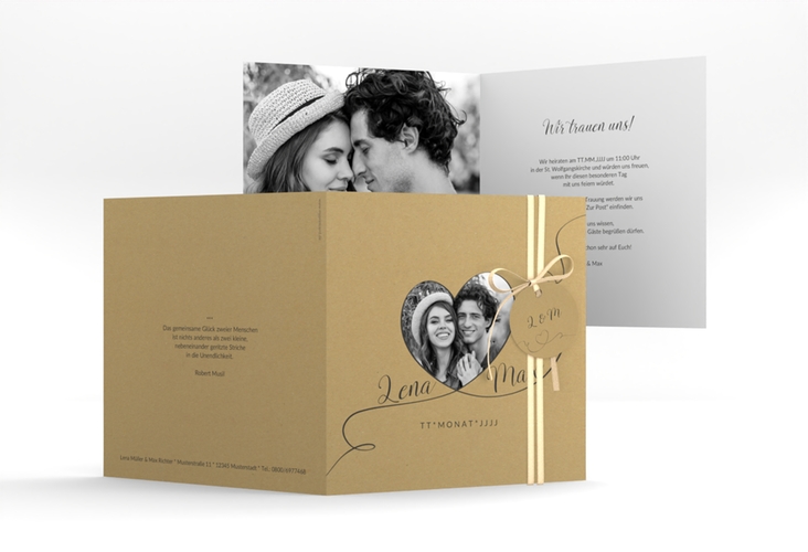 Hochzeitseinladung Herzensbund quadr. Klappkarte