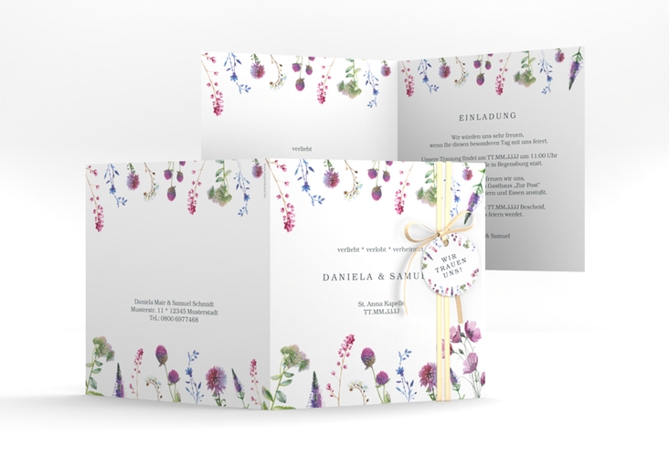 Hochzeitseinladung Wildblumen quadr. Klappkarte