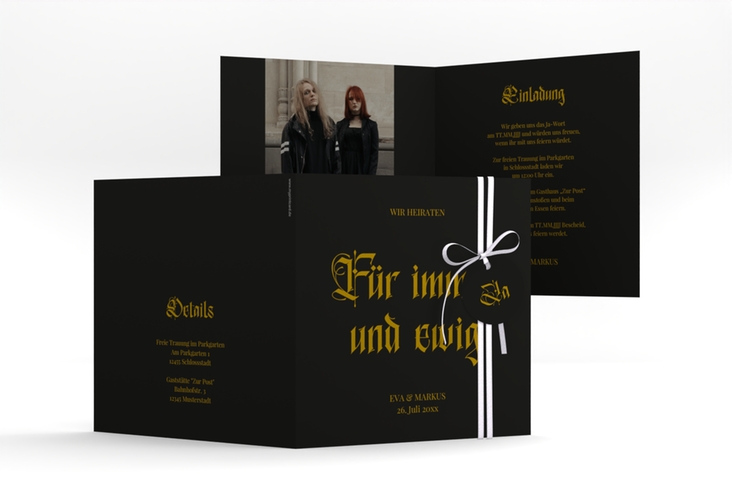 Hochzeitseinladung Gothic quadr. Klappkarte