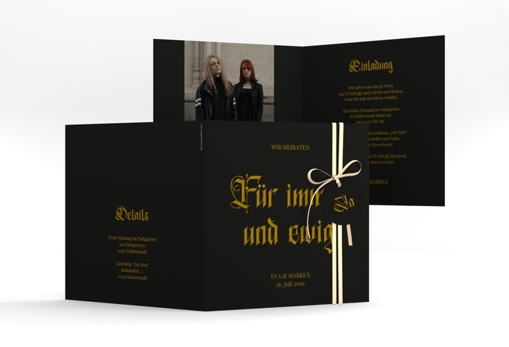 Hochzeitseinladung Gothic quadr. Klappkarte