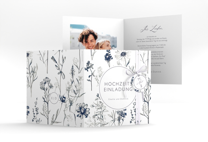 Hochzeitseinladung Chinoiserie Floral quadr. Klappkarte