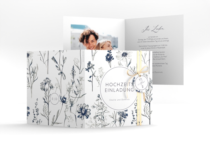 Hochzeitseinladung Chinoiserie Floral quadr. Klappkarte