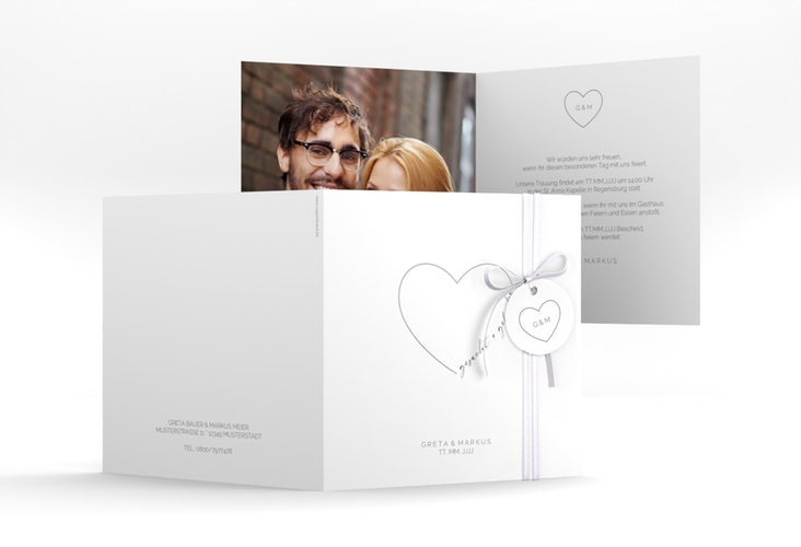 Hochzeitseinladung Lebenstraum quadr. Klappkarte weiss hochglanz