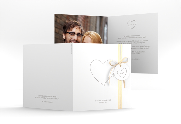 Hochzeitseinladung Lebenstraum quadr. Klappkarte weiss hochglanz