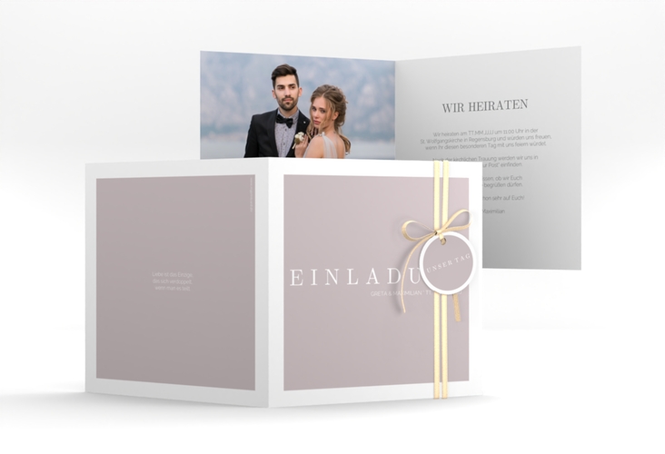 Hochzeitseinladung Simply quadr. Klappkarte grau hochglanz
