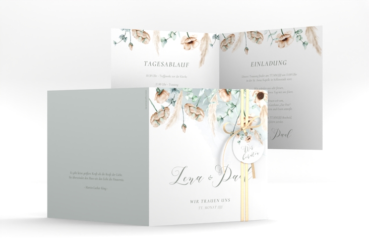 Hochzeitseinladung Anemone quadr. Klappkarte mint hochglanz