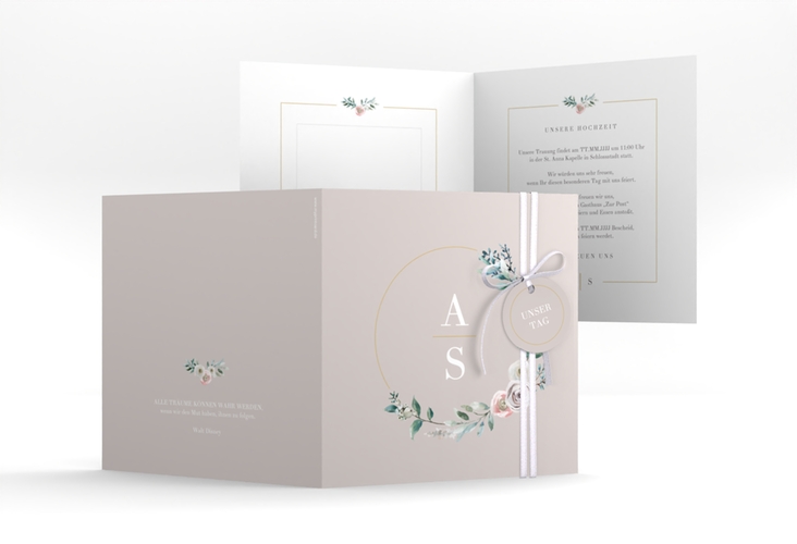 Hochzeitseinladung Symphonie quadr. Klappkarte rosa hochglanz