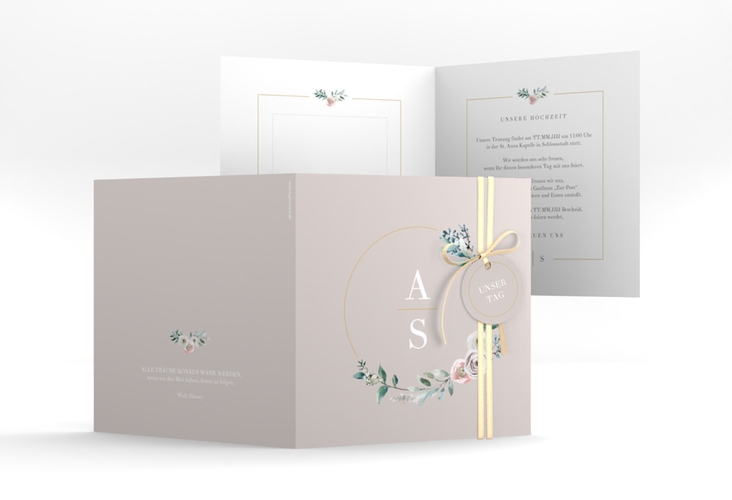 Hochzeitseinladung Symphonie quadr. Klappkarte rosa hochglanz