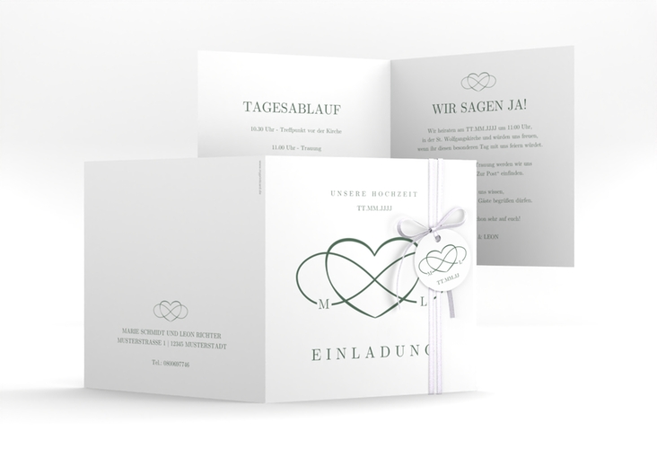 Hochzeitseinladung Infinity quadr. Klappkarte gruen