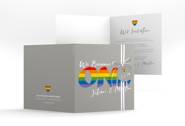 Hochzeitseinladung Pride quadr. Klappkarte bunt