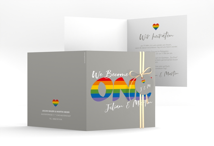Hochzeitseinladung Pride quadr. Klappkarte bunt