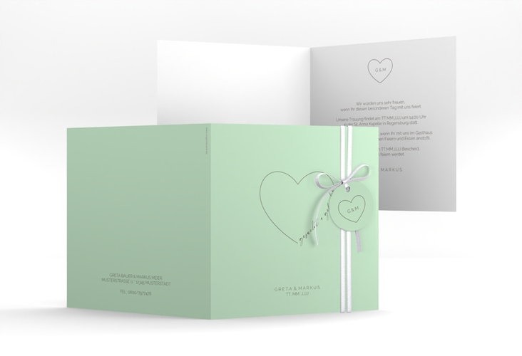 Hochzeitseinladung Lebenstraum quadr. Klappkarte mint hochglanz