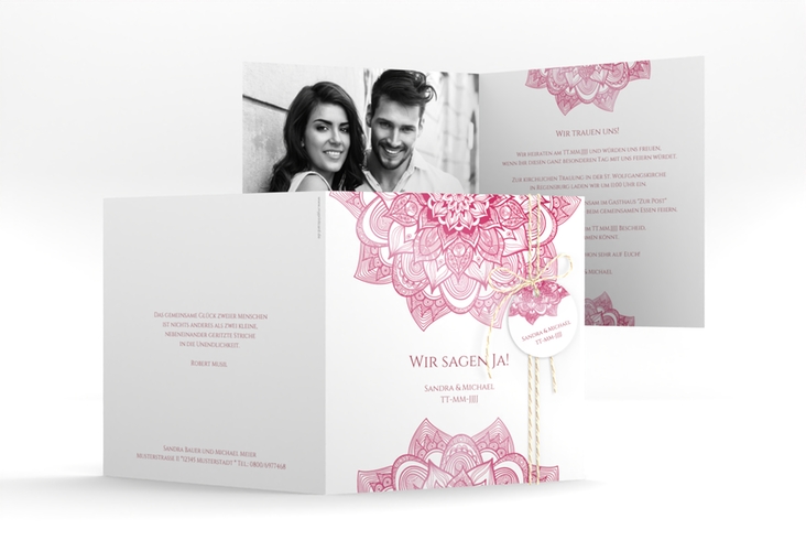 Hochzeitseinladung Delight quadr. Klappkarte pink hochglanz