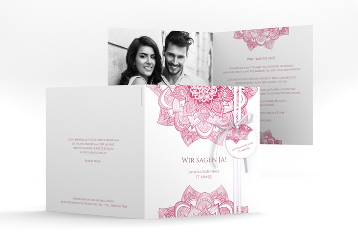 Hochzeitseinladung Delight quadr. Klappkarte pink hochglanz