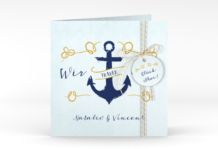 Hochzeitseinladung Anker quadr. Klappkarte