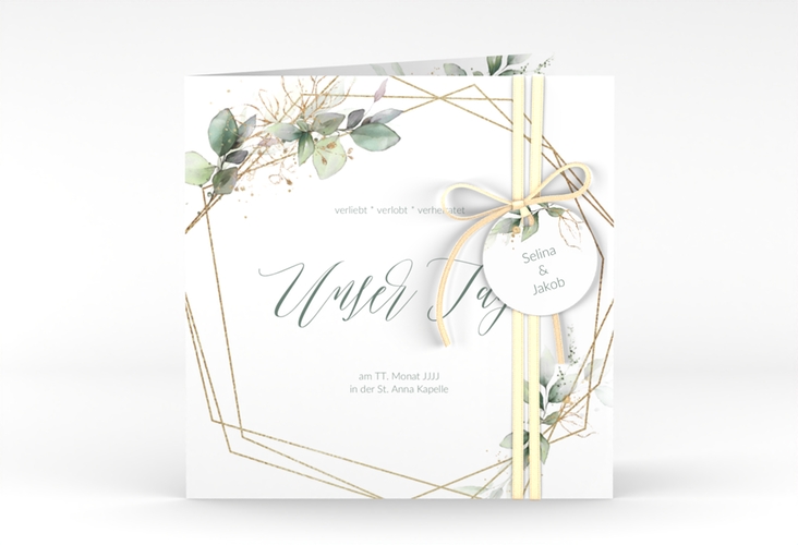 Hochzeitseinladung Greenish quadr. Klappkarte