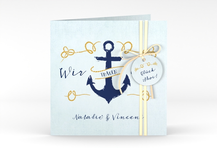 Hochzeitseinladung Anker quadr. Klappkarte