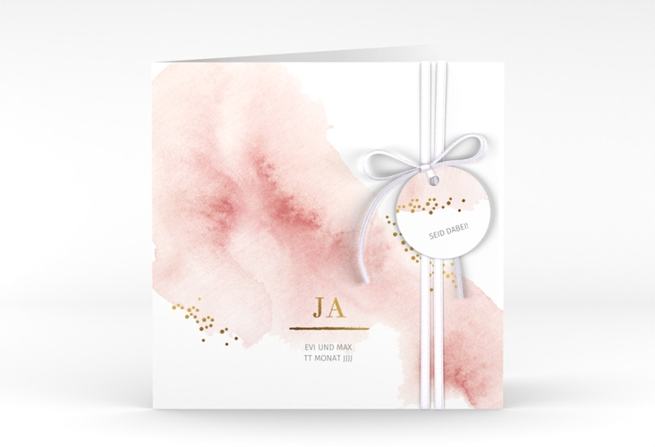 Hochzeitseinladung Pastell quadr. Klappkarte rosa