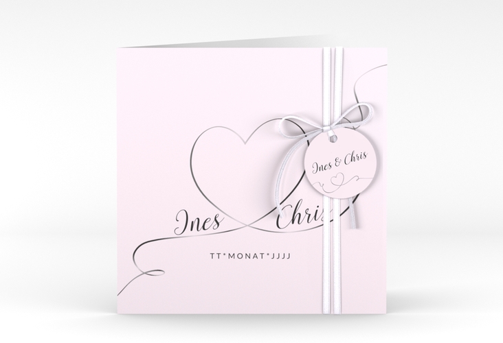 Hochzeitseinladung Dolce quadr. Klappkarte rosa hochglanz