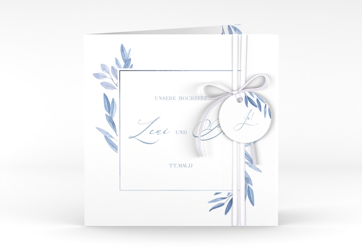 Hochzeitseinladung Classicblue quadr. Klappkarte