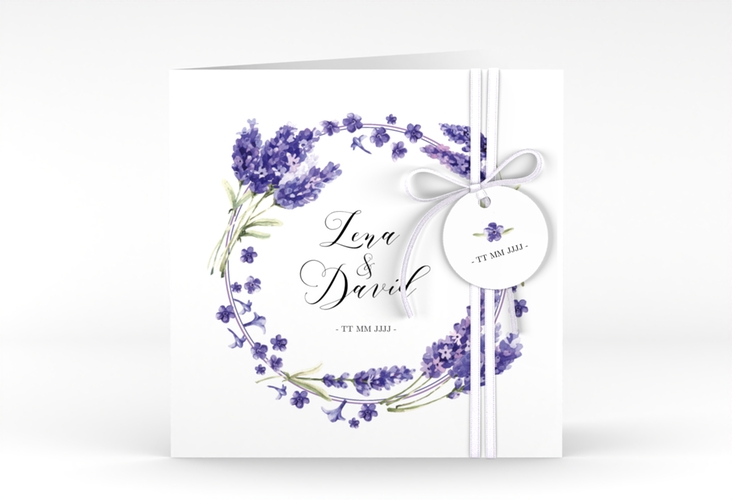 Hochzeitseinladung Lavendel quadr. Klappkarte hochglanz