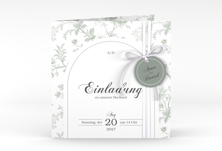 Hochzeitseinladung Très Chic quadr. Klappkarte gruen