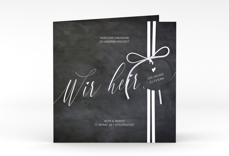 Hochzeitseinladung Chalkboard quadr. Klappkarte mit Folienveredelung