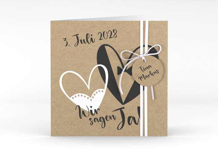Hochzeitseinladung Dresscode quadr. Klappkarte Kraftpapier