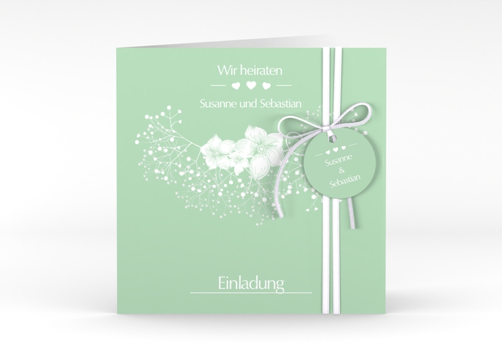 Hochzeitseinladung Jena quadr. Klappkarte mint hochglanz