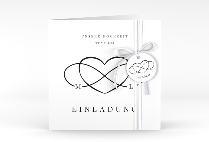 Hochzeitseinladung Infinity quadr. Klappkarte schwarz